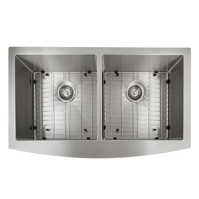 ZLINE 36" Niseko Farmhouse Apron Mount Double Bowl Kitchen Sink with Bottom Grid - SA50D-36