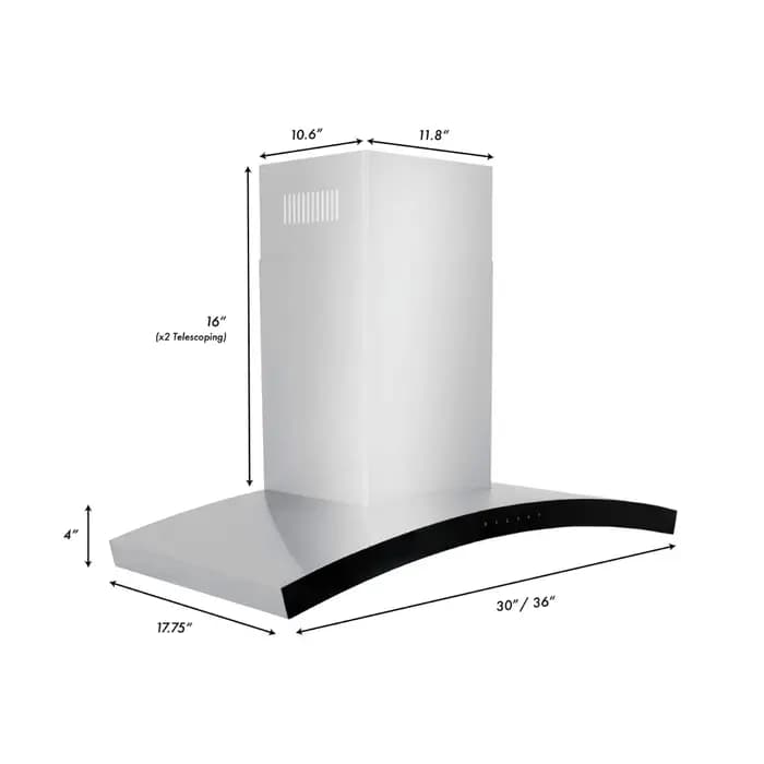 ZLINE - Convertible Island Mount Range Hood in Black Stainless Steel - BSKE2iN